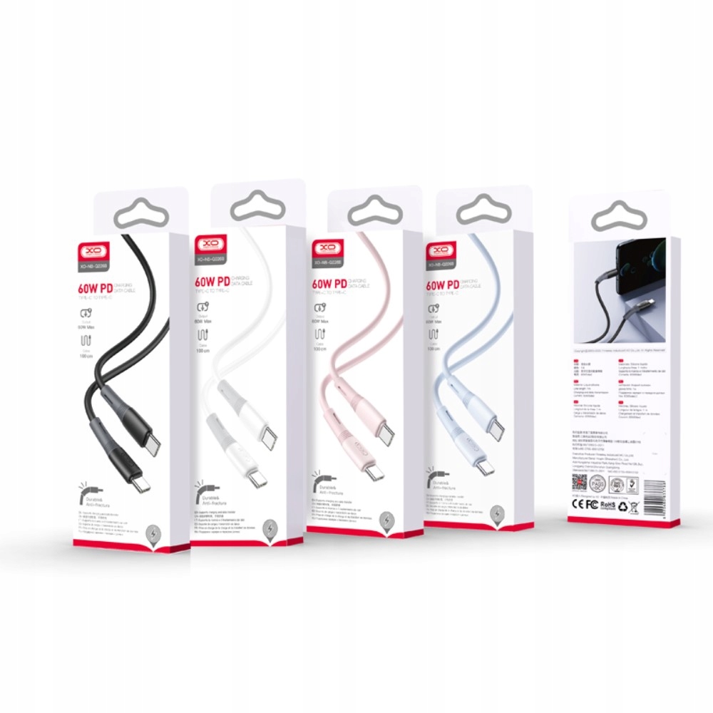 Kabel XO USB typ C - USB typ C 1 m czarny - obrazek 3