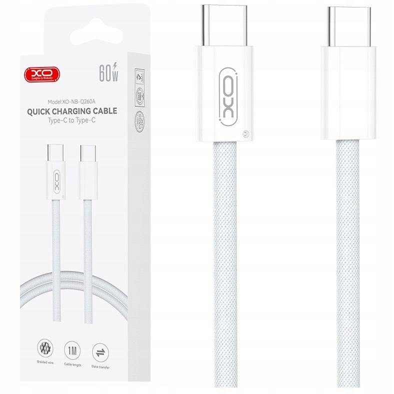 Kabel XO USB typ C - USB typ C 1 m biały - obrazek 2