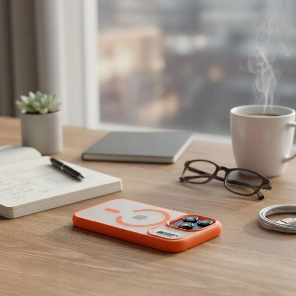 Etui / Futerał do Apple iPhone 17 PRO MAX Flexline z MagSafe pomarańczowe - obrazek 2