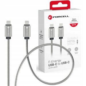 Kabel Forcell USB typ C - USB typ C 1 m srebrny
