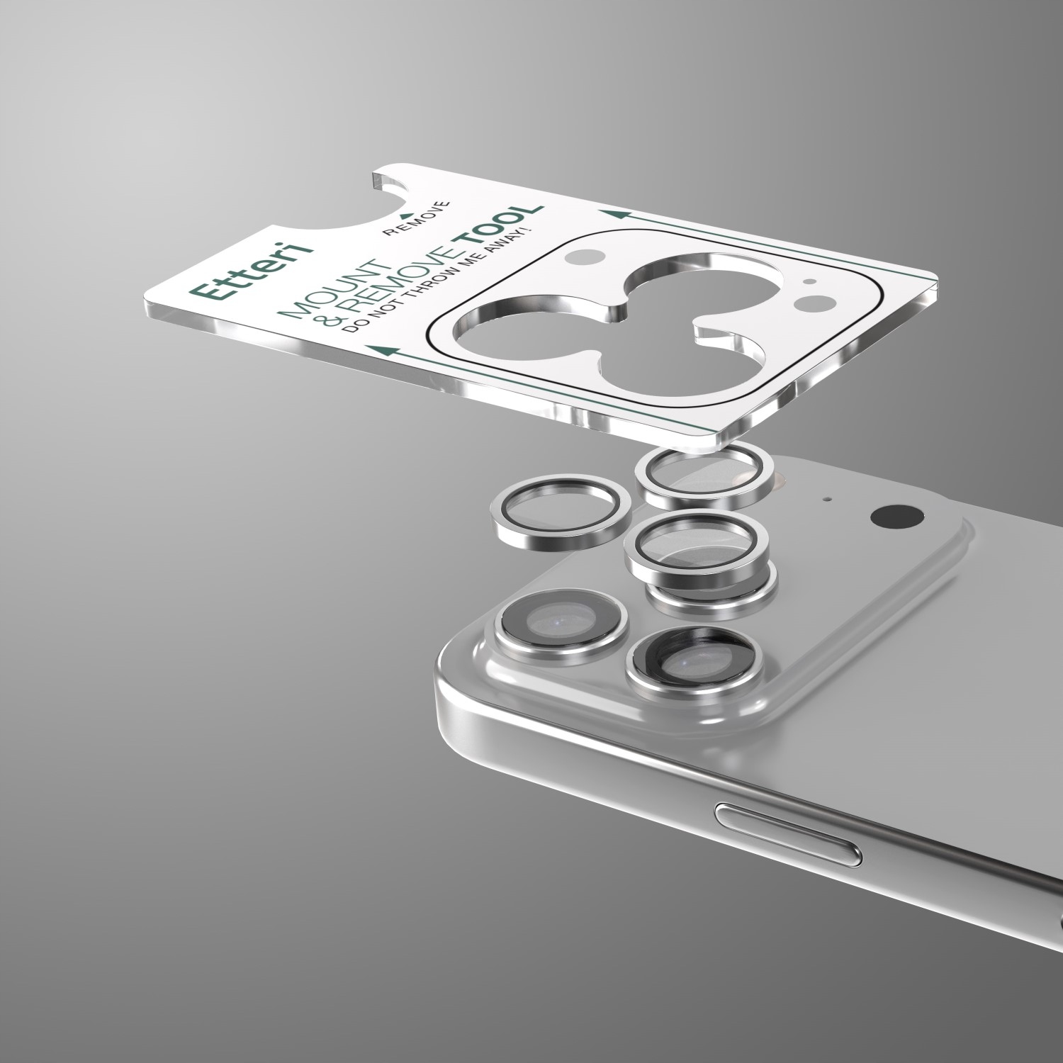 Etteri szkło na aparat do iPhone 17 Pro / 17 Pro Max szare - obrazek 4