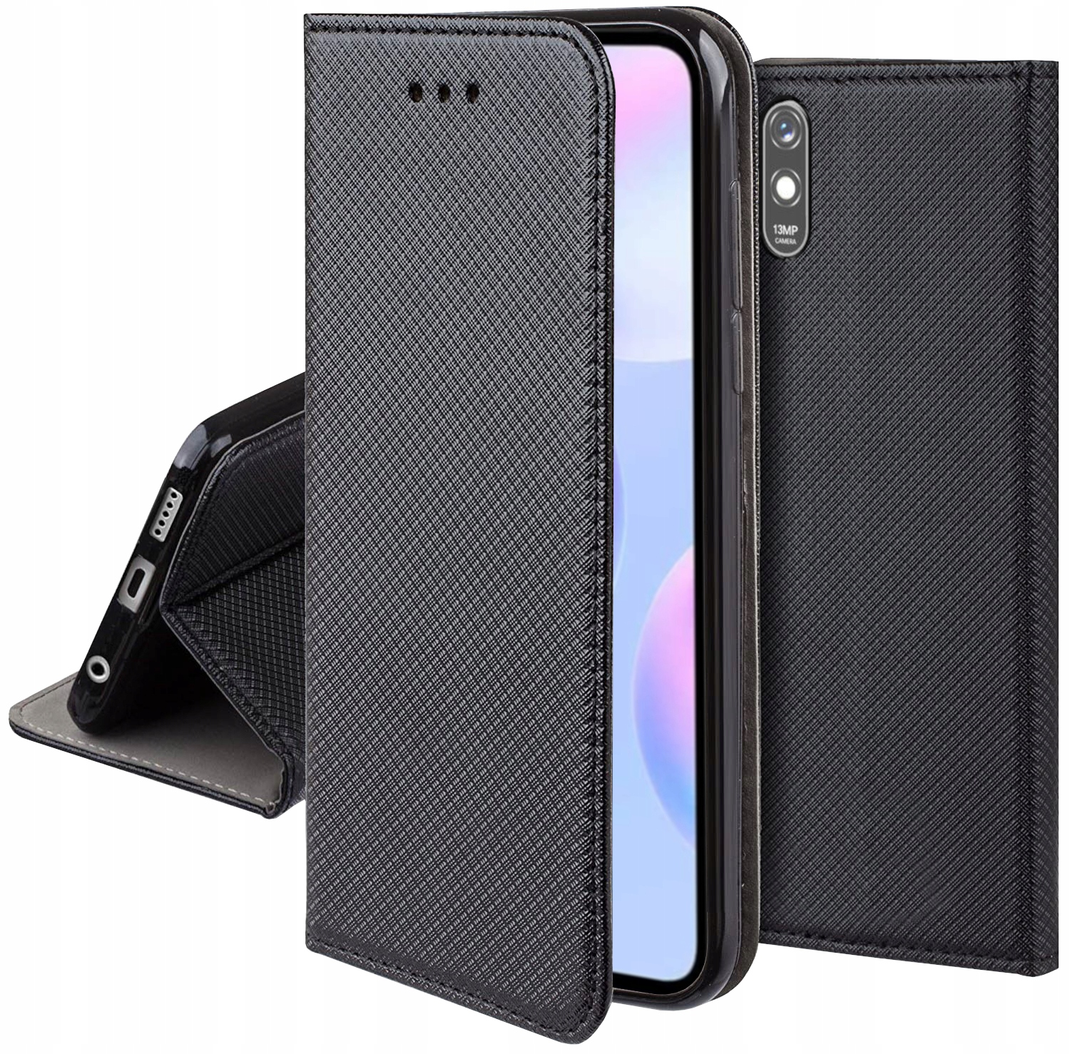 Etui z klapką TelForceOne do Xiaomi Redmi 9A czarny - obrazek 6