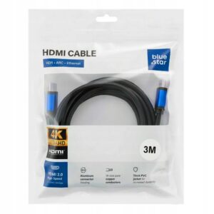 Kabel HDMI 2.0 Blue Star 4K 120Hz -High Speed, HDR, ARC,18Gbps 1,5m czarny