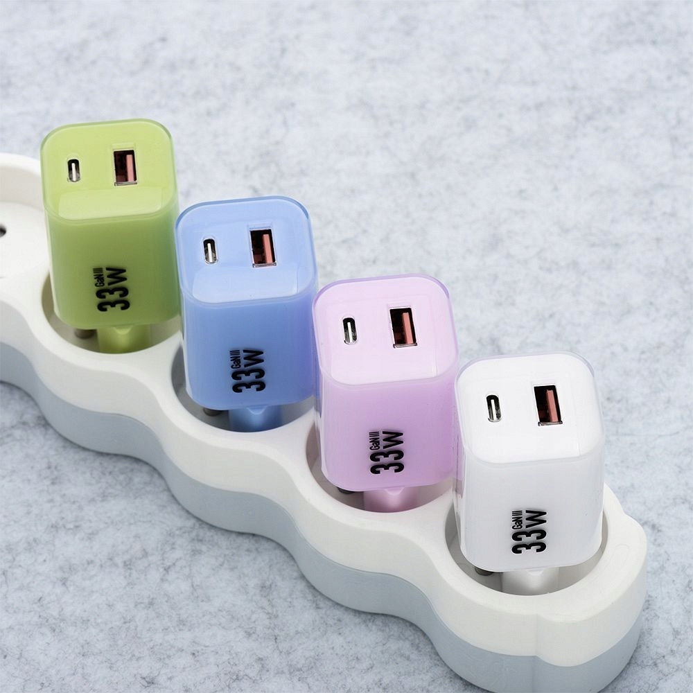 ZESTAW SZYBKA ŁADOWARKA SIECIOWA USB-A TYPE-C + KABEL USB-C 33W Biała - obrazek 7