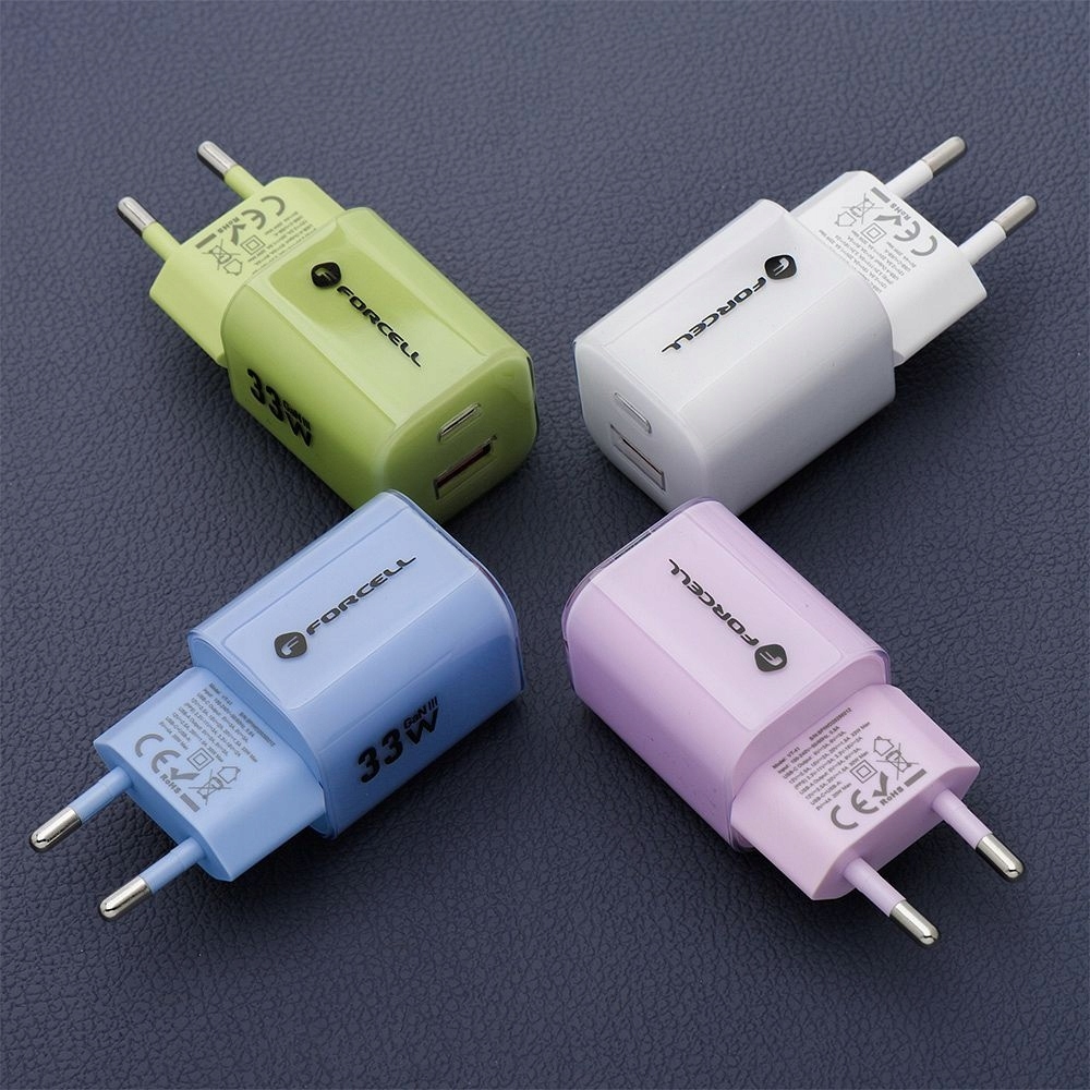 ZESTAW SZYBKA ŁADOWARKA SIECIOWA USB-A TYPE-C + KABEL USB-C 33W Biała - obrazek 9