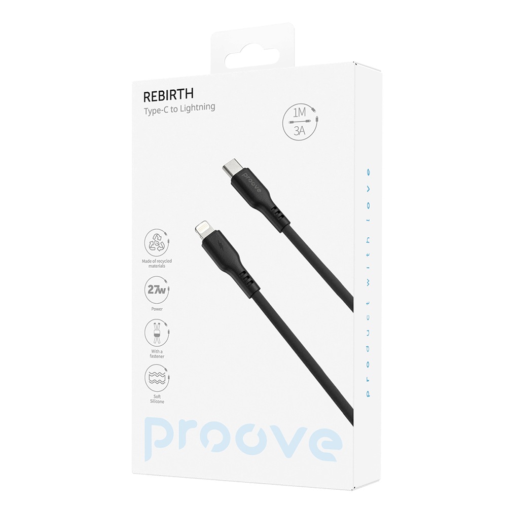 Kabel Proove USB typ C - do Apple Lightning 1 m czarny - obrazek 2