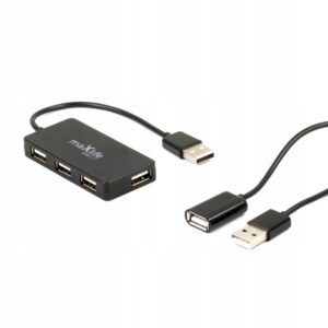Maxlife Home Office USB 2.0 hub USB - 4x USB 0,15 m czarny + kabel 1,5 m