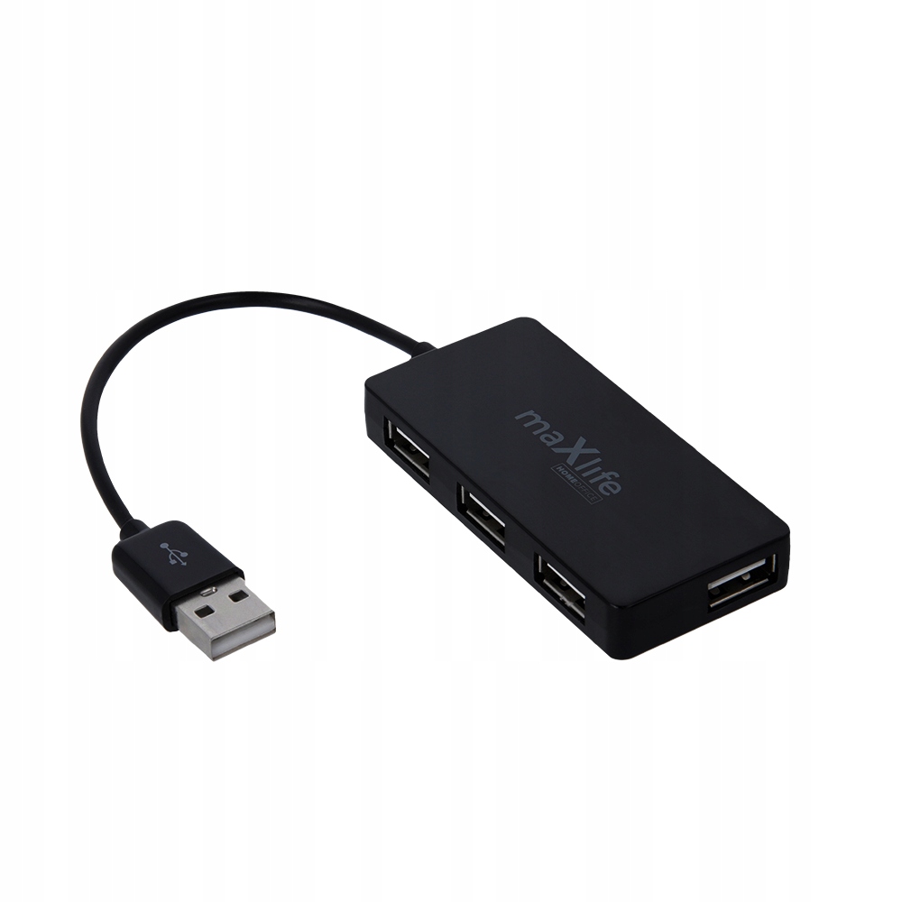 Maxlife Home Office USB 2.0 hub USB - 4x USB 0,15 m czarny + kabel 1,5 m - obrazek 3