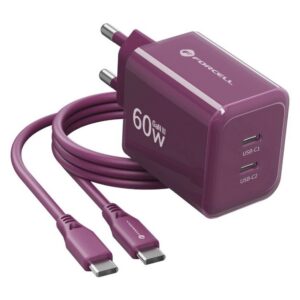 Ładowarka Forcell F-Energy Crystal Color GaN III 2xUSB-C AVS 60W Fioletowa