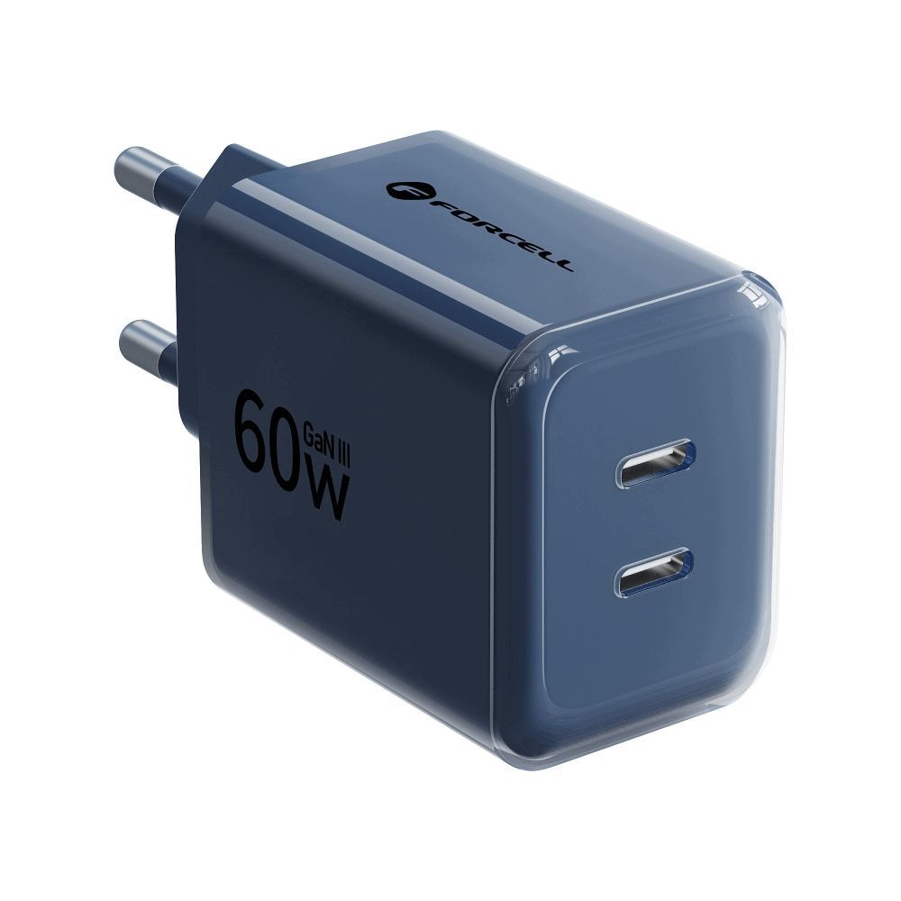 Ładowarka sieciowa 60W Forcell 2x USB-C z kablem w zestawie szybka mocna - obrazek 3