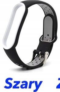 Pasek do Xiaomi Mi Band 5 Mi Band 6 Mi Band 7 15mm czarno-szary M5 M6 M7