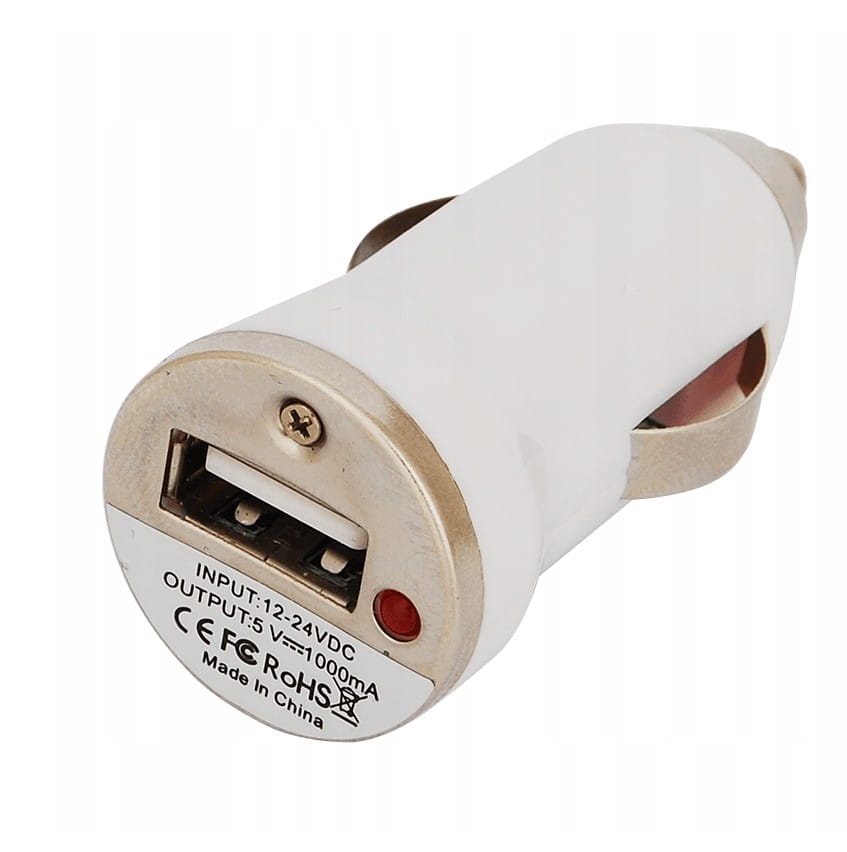 UNIWERSALNA BIAŁA ŁADOWARKA SAMOCHODOWA USB / 1A - obrazek 2